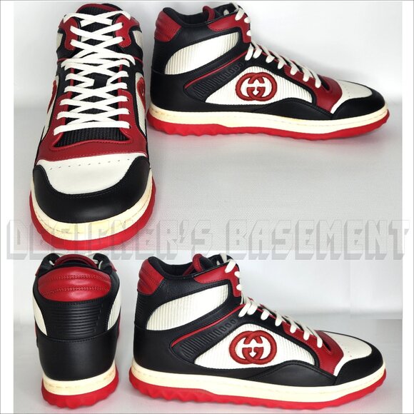 GUCCI Men 8.5 multi colored leather MAC80 Interlocking G high-top laced Sneakers - Picture 4 of 10